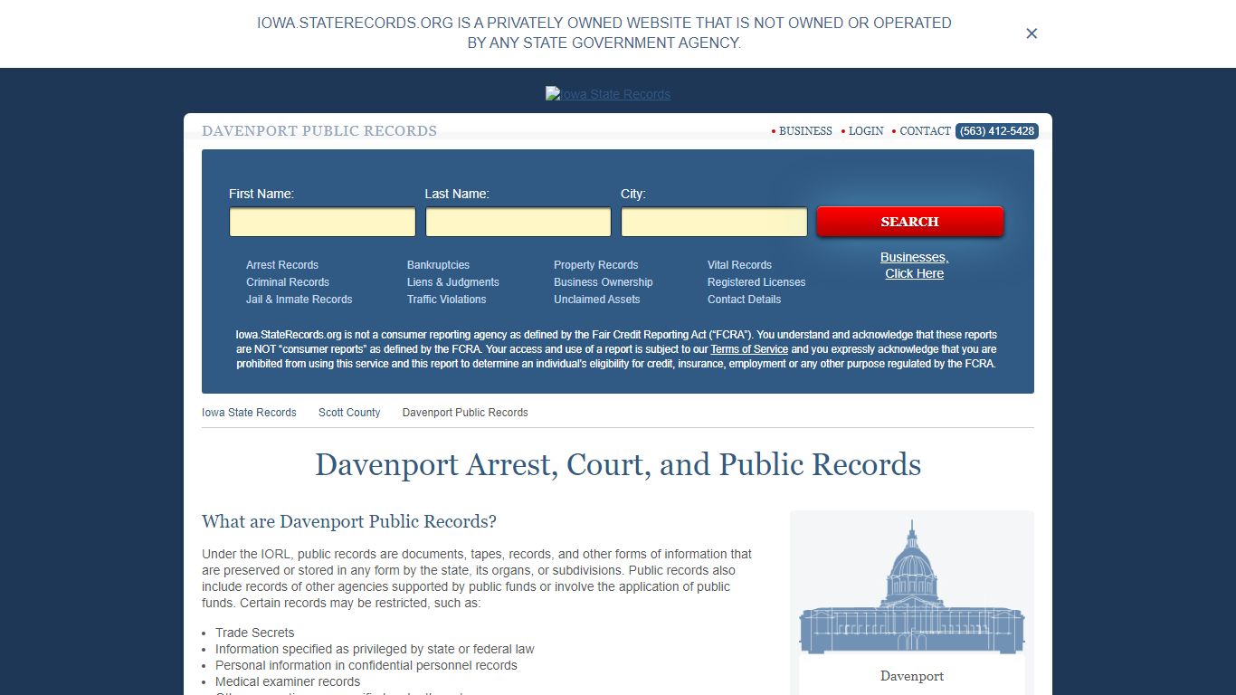 Davenport Arrest and Public Records | Iowa.StateRecords.org